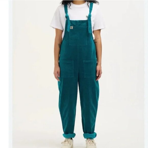 Lucy & Yak Pants - Lucy & Yak Original Organic Corduroy Dungaree Teal Size Medium